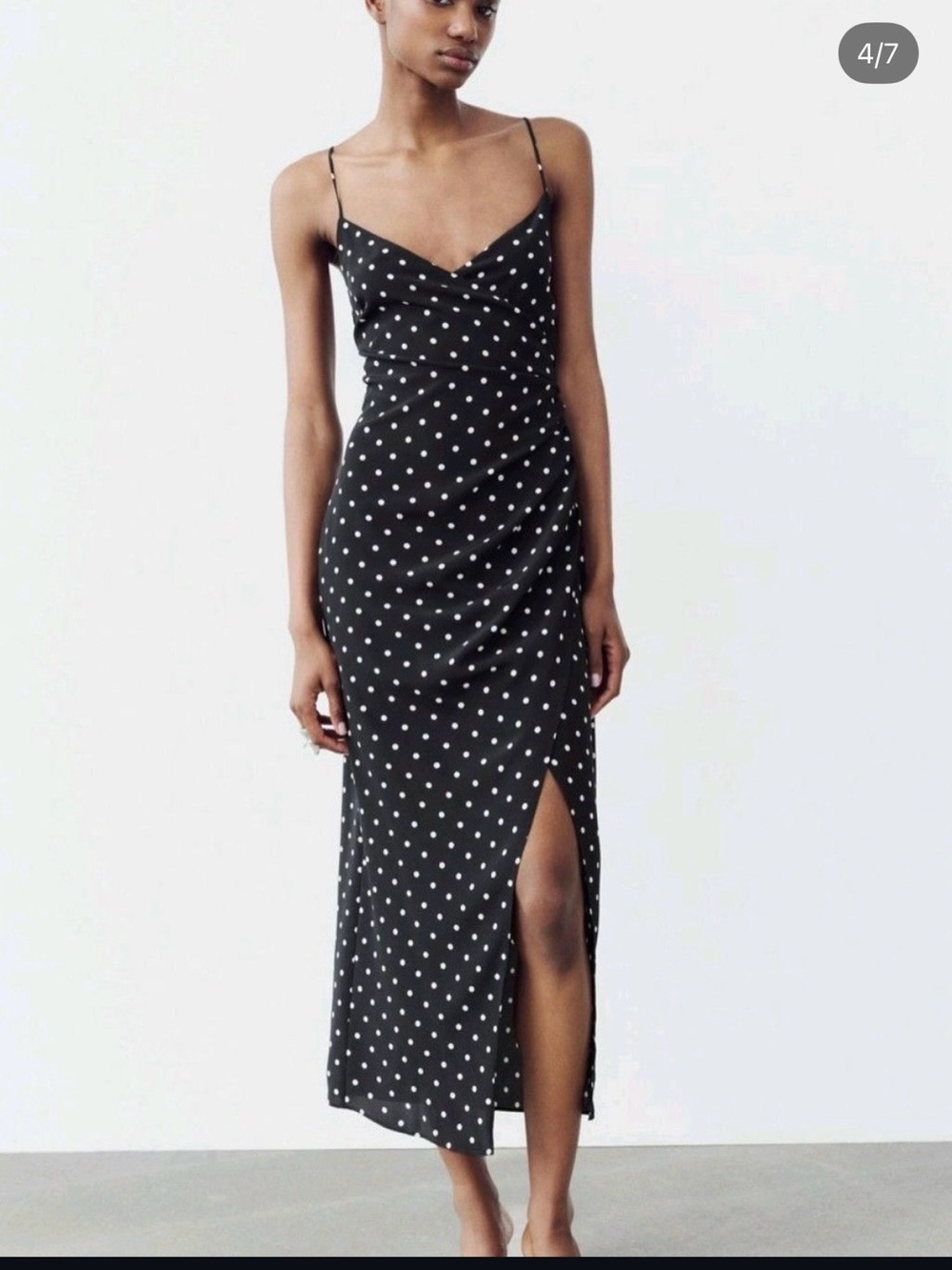 Zara Polka Dot Slip Dress with Side Slit